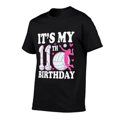 It's My 11th Birthday Volleyball 11 Year Old Girl Birthday  Rolled Sleeves T-Shirt