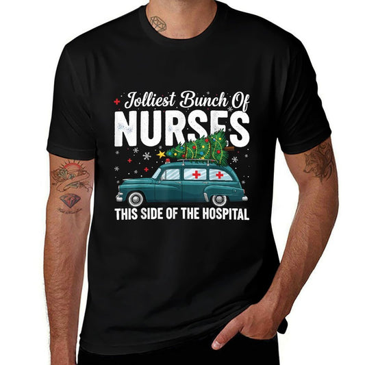 Jolliest Bunch of Nurses This Side of The Hospital Xmas PJ  High-quality Stitching T-Shirt