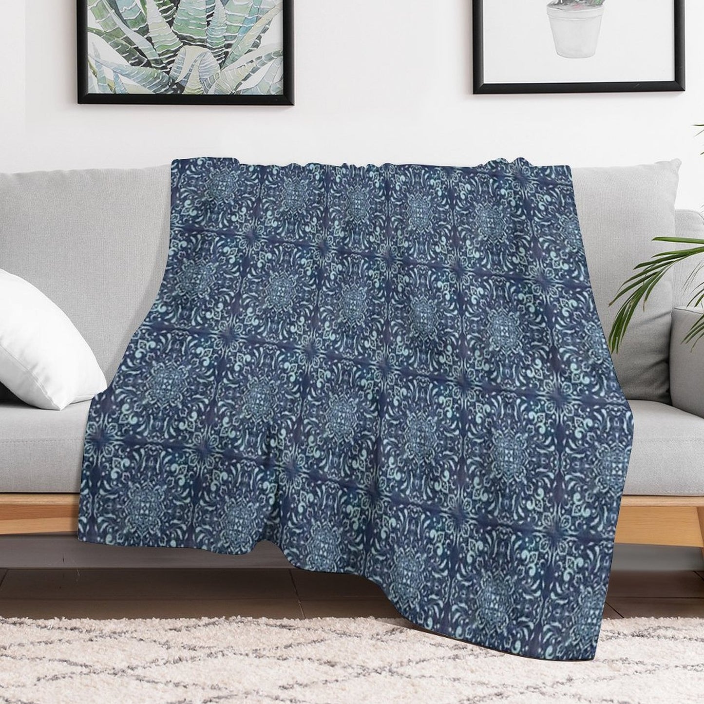 Mint Square Mandala on Space Background Versatility Throw Blanket