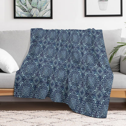 Mint Square Mandala on Space Background Versatility Throw Blanket