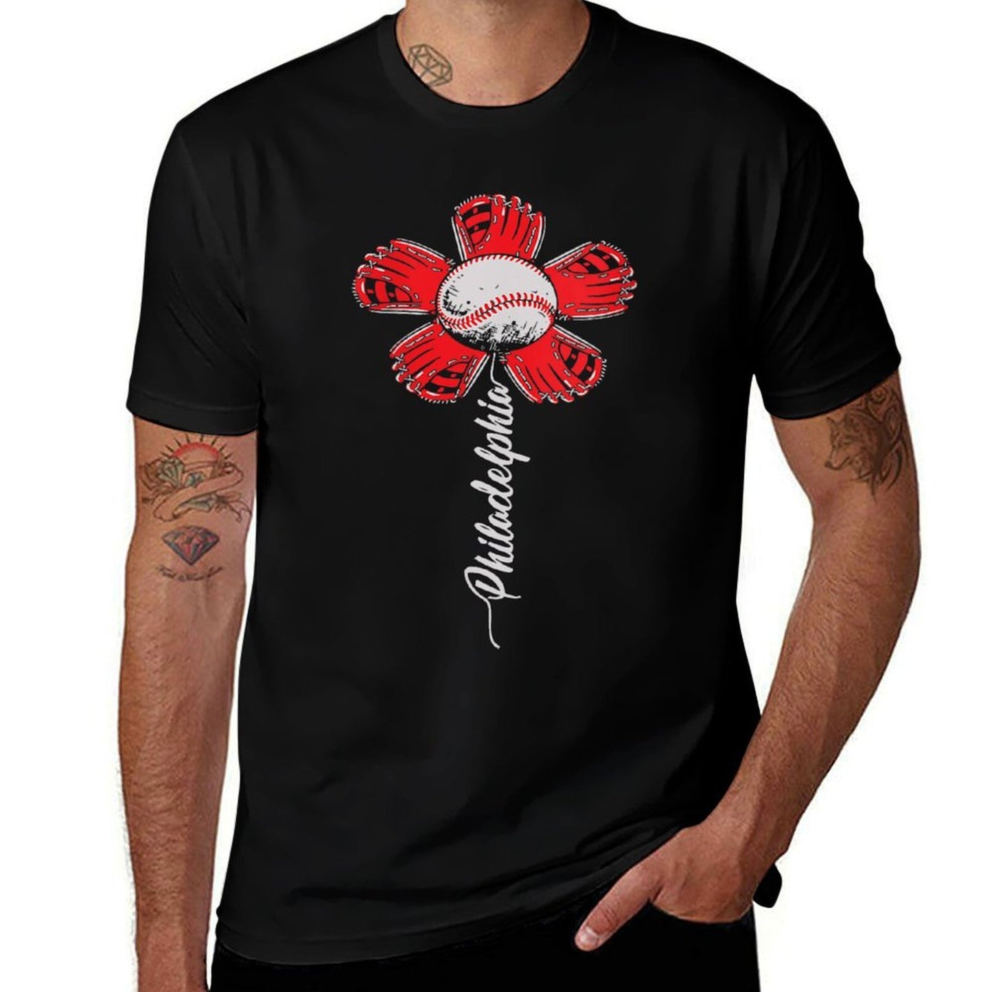 Womens Philadelphia Vibrant Baseball Flower Special Keepsake Item  Classic T-Shirt