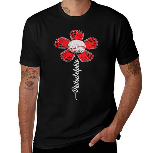 Womens Philadelphia Vibrant Baseball Flower Special Keepsake Item  Classic T-Shirt