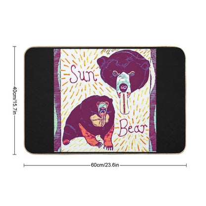 Black And Tan Sun Bear Felt Work  Toxin-Free Bath Mat