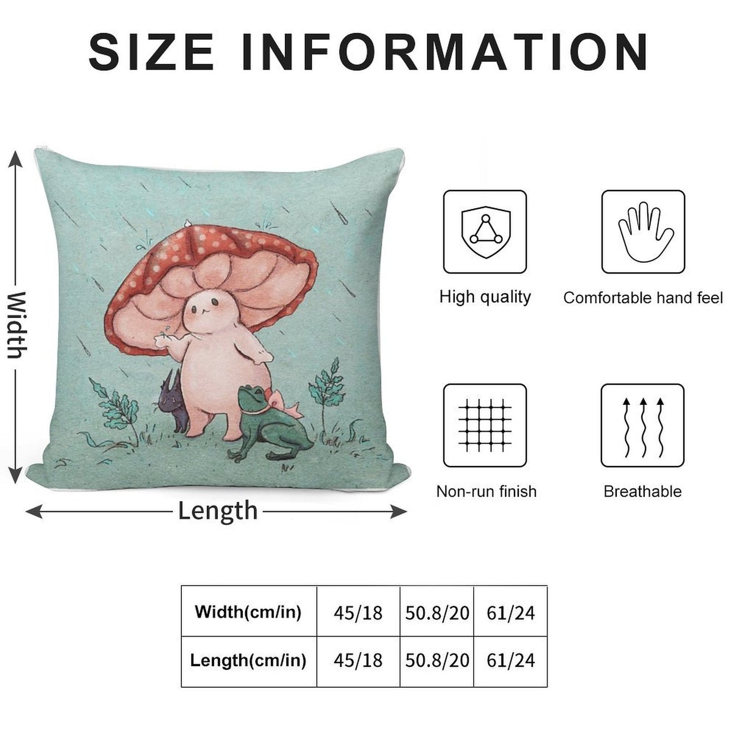 Mushroom Umbrella on A Rainy Day Soft Easy Maintenance Throw Pillow