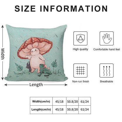 Mushroom Umbrella on A Rainy Day Soft Easy Maintenance Throw Pillow