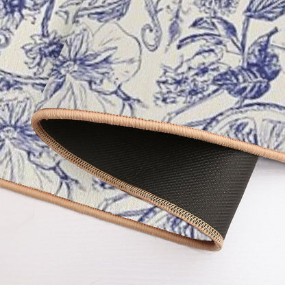 Fruity Blue Ornate Floral Royal.  Versatile Bath Mat