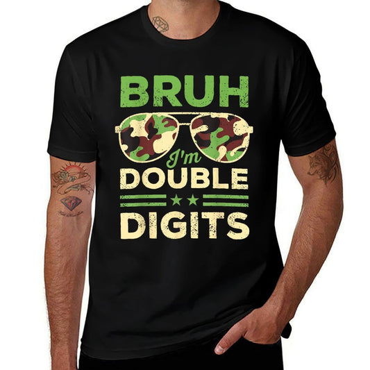 Bruh I'm Double Digits Camo 10th Birthday 10 Year Old Boys  Eco-friendly Material T-Shirt