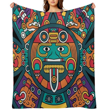 Mayan Aztec Calendar Art Comfort Throw Blanket