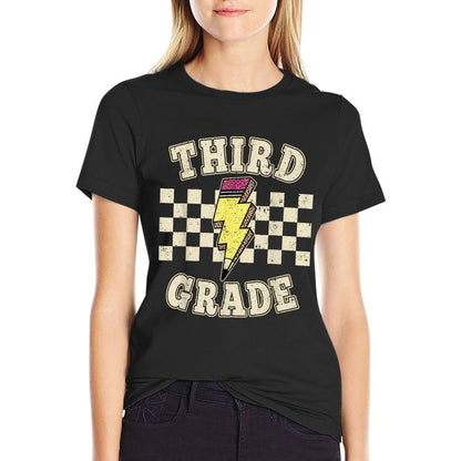 Retro Third Grade Teacher Lightning Bolt Pencil Teacher Kids  Tagless Design T-Shirt