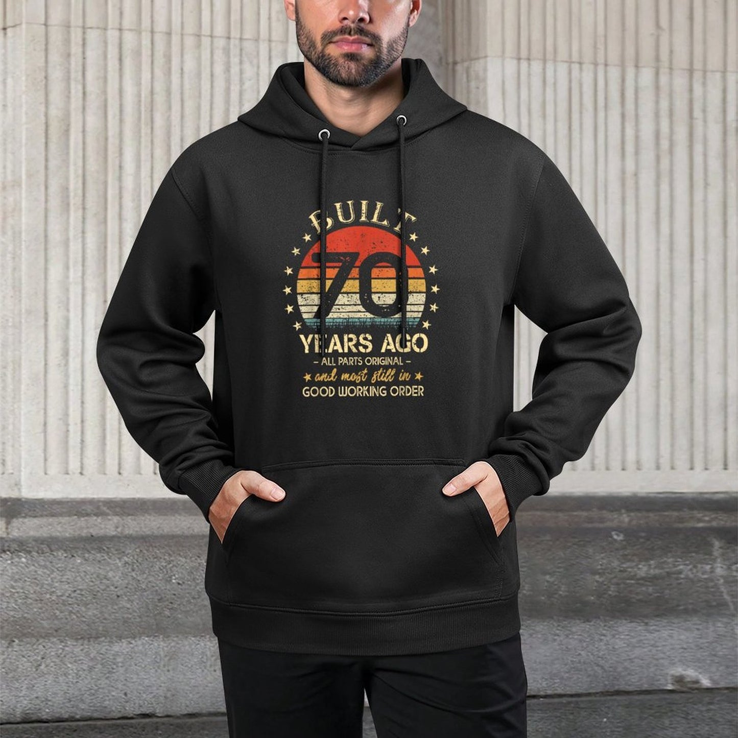 Built 70 Years Ago - All Parts Original Funny 70th Birthday Unisex Design Hoodie