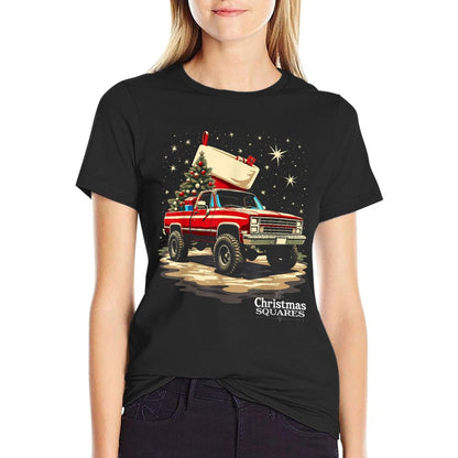Christmas Squares Squarebody K10 Truck Holiday Night Scene  Affordable Price T-Shirt