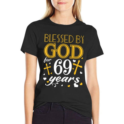 Vintage Blessed By God For 69 Years Happy 69th Birthday  Summer-ready Fabric T-Shirt