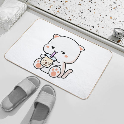 Kitty Loves Boba!  Easy To Clean Bath Mat