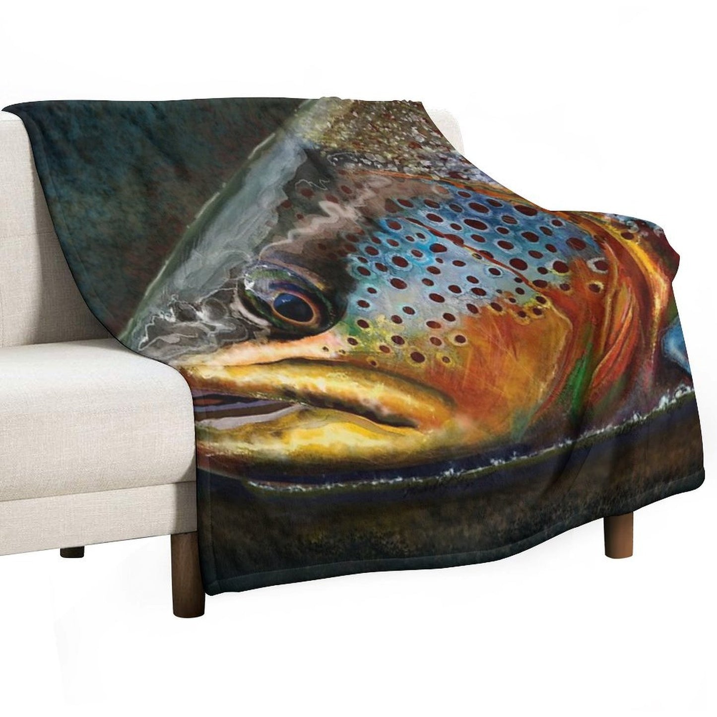 The Night Hunter Wild Brown Trout Plush Throw Blanket