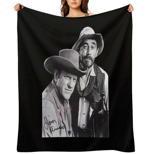 Gunsmoke Series James Arness And Matt Dillon Eco-conscious Throw Blanket