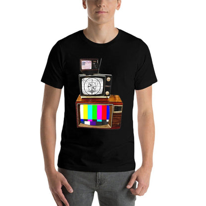 Vintage Television Tube TV Sign Off Screen Old School Retro  Graphic-printed T-Shirt
