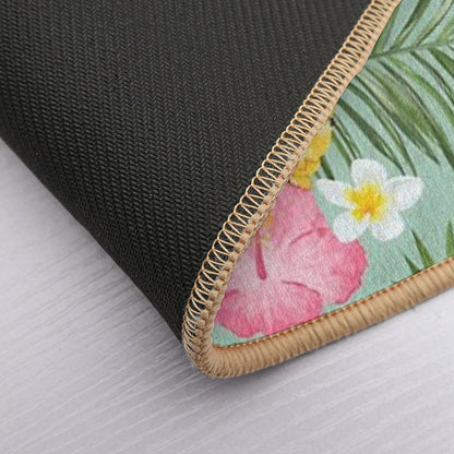 Hawaiian Pineapple And Tropical Flowers  Repositionable Bath Mat