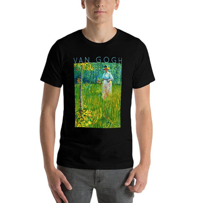 Van Gogh A Woman Walking in A Garden Spring  Eco-friendly Material T-Shirt