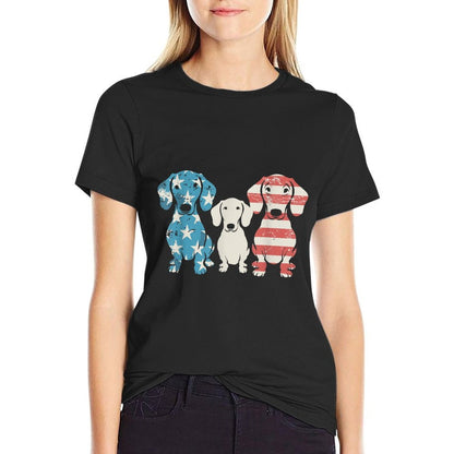 Dachshund USA Patriotic Freedom  Fade-proof Color T-Shirt