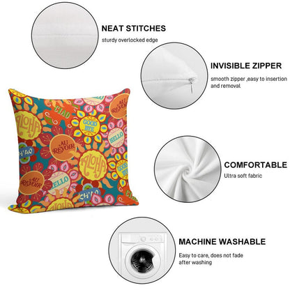 It's A Small World Flowers (original) Soft Washable Throw Pillow