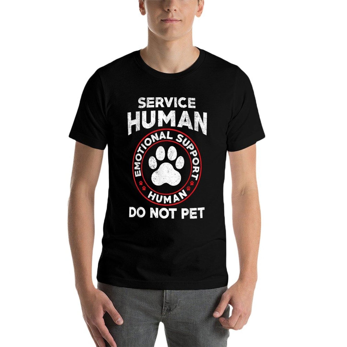 Service Dog Human Do Not Pet Funny Rescue Dog Owner Vintage  Cotton T-Shirt
