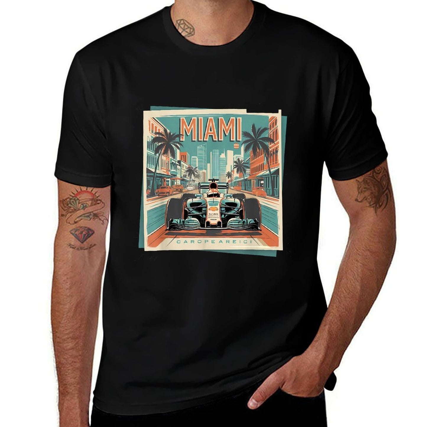 Miami Racing Gifts Men Women Race Car Racer Driver  Stretchy T-Shirt
