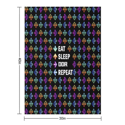 Eat. Sleep. DDR. Repeat. - White Machine-washable Throw Blanket