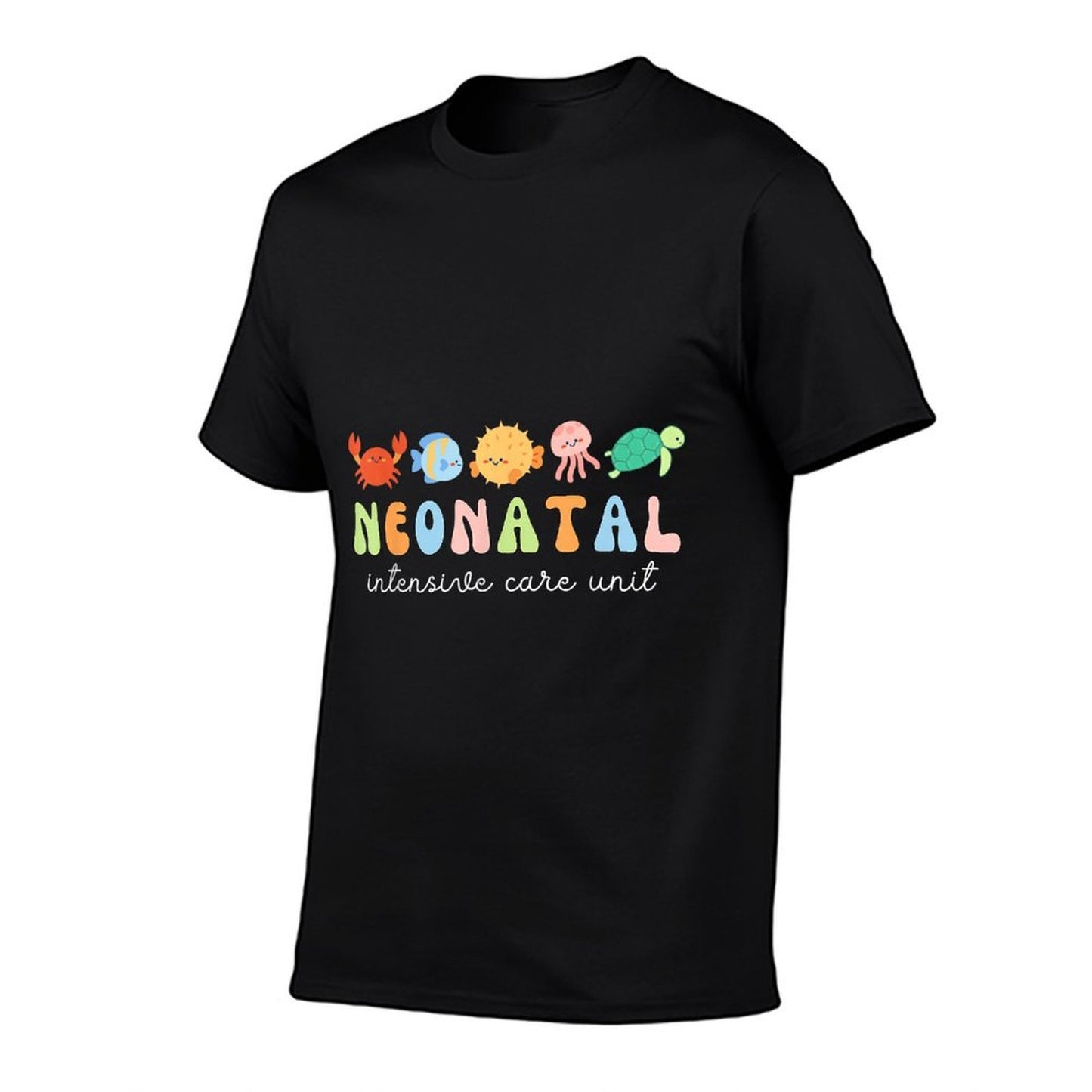 Neonatal Intensive Care Unit Sea Ocean Animals NICU Nurse  Ribbed Collar T-Shirt