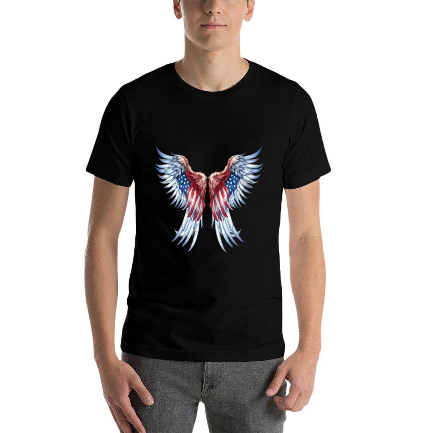 Veterans Day, 4th of July Patriotic Wings Angel Usa Flag  Breathable T-Shirt