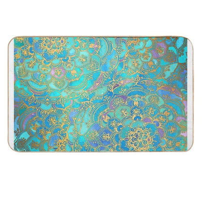 Sapphire & Jade Stained Glass Mandalas  Multi-Purpose Bath Mat