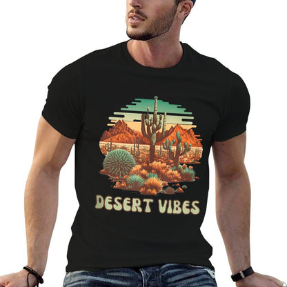 Desert Vibes Retro Vintage Cactus Landscape  Lightweight T-Shirt