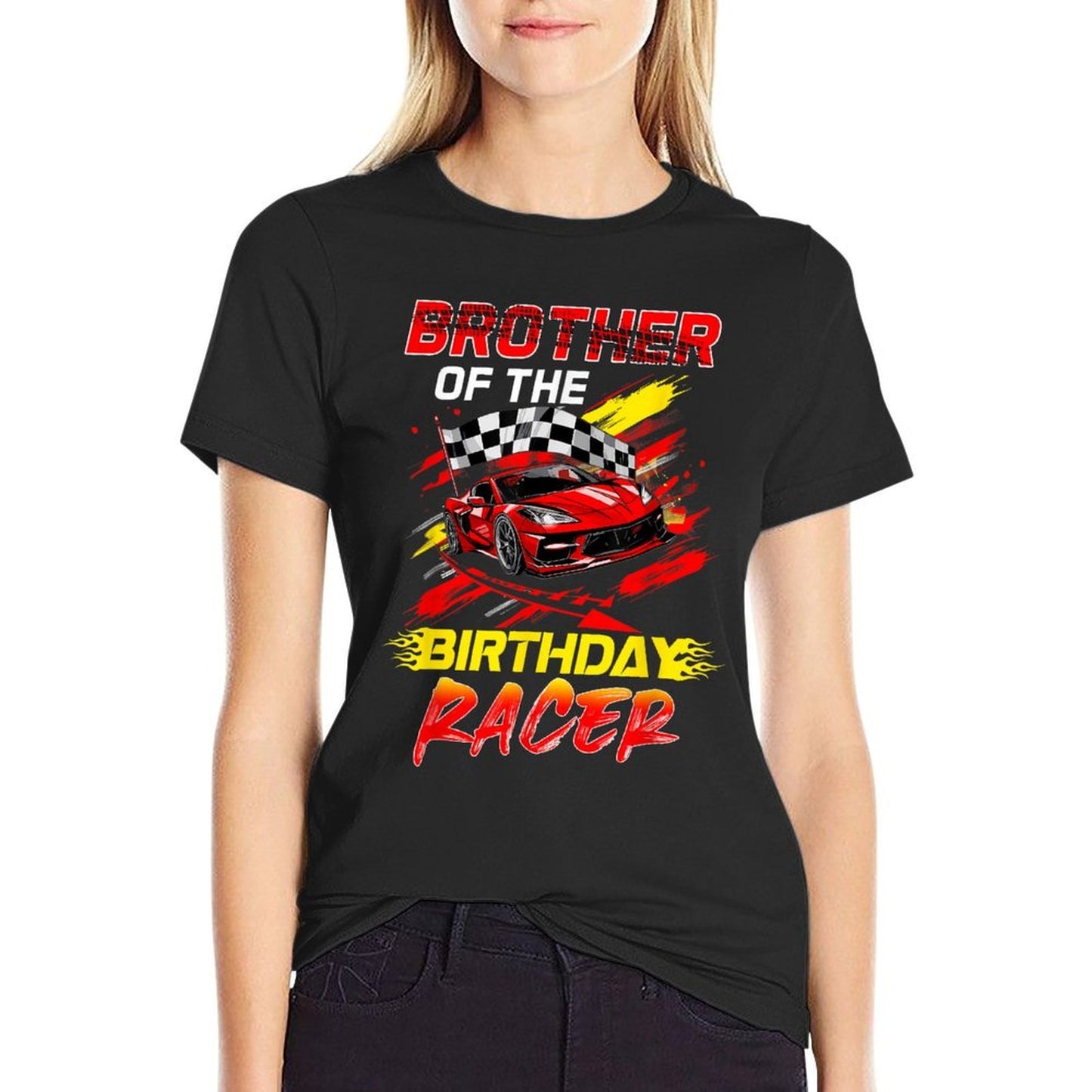 Brother Of The Birthday Racer Race Car Party Family Matching  Graphic-printed T-Shirt