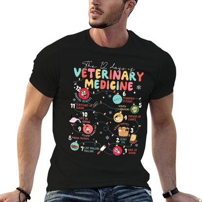 12 Days of Veterinary Medicine Christmas Vet Tech Vet Squad  Cotton T-Shirt
