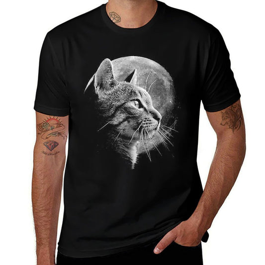 Cute Cat With Moon - Funny Cat  Classic T-Shirt