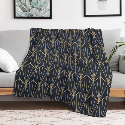 Art Deco in Navy And Gold Anti-pilling Throw Blanket