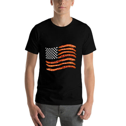 USA Bacon  Cute US Dried Pigs Funny 4th Of July Gift  Summer-ready Fabric T-Shirt