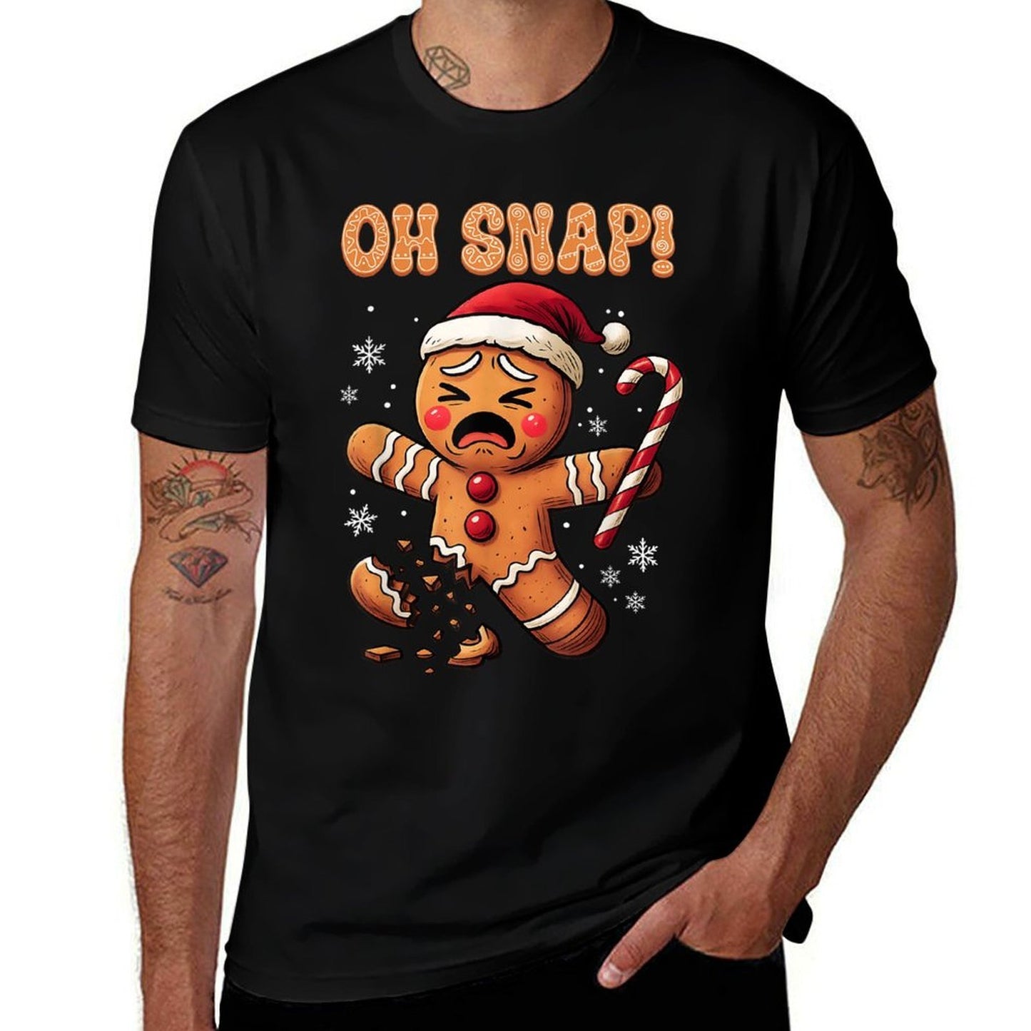 Oh Snap Gingerbread Man Christmas Funny Cookie Baking Gift  High-quality Stitching T-Shirt