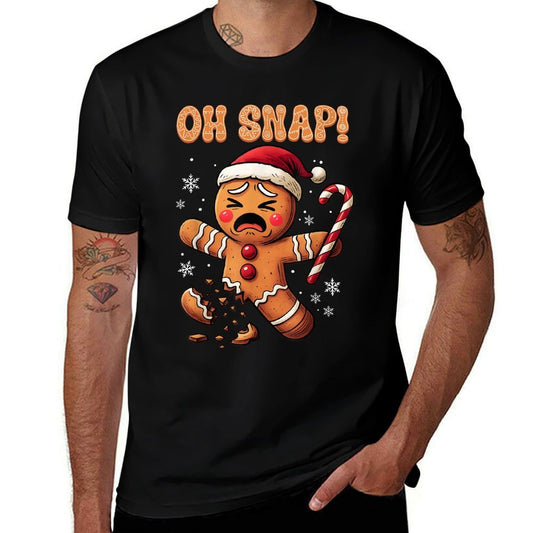Oh Snap Gingerbread Man Christmas Funny Cookie Baking Gift  High-quality Stitching T-Shirt