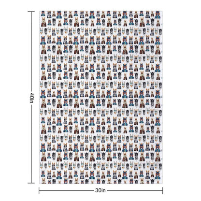 Cool Cat Chronicles Pattern 4 Plush Throw Blanket