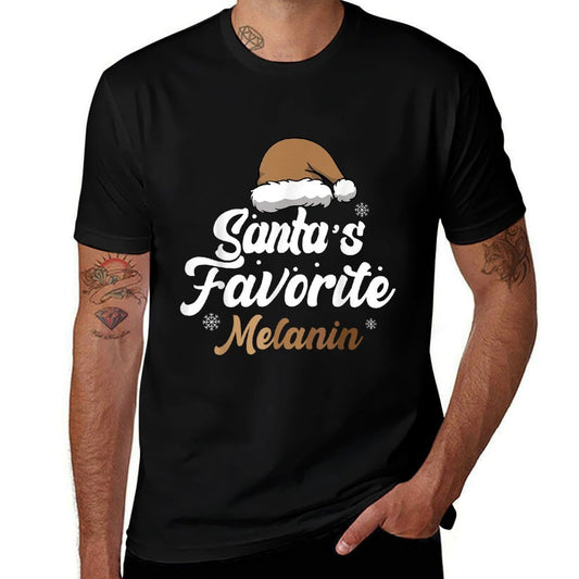 Santas Favorite Melanin African American Christmas Pajamas  Moisture-wicking T-Shirt