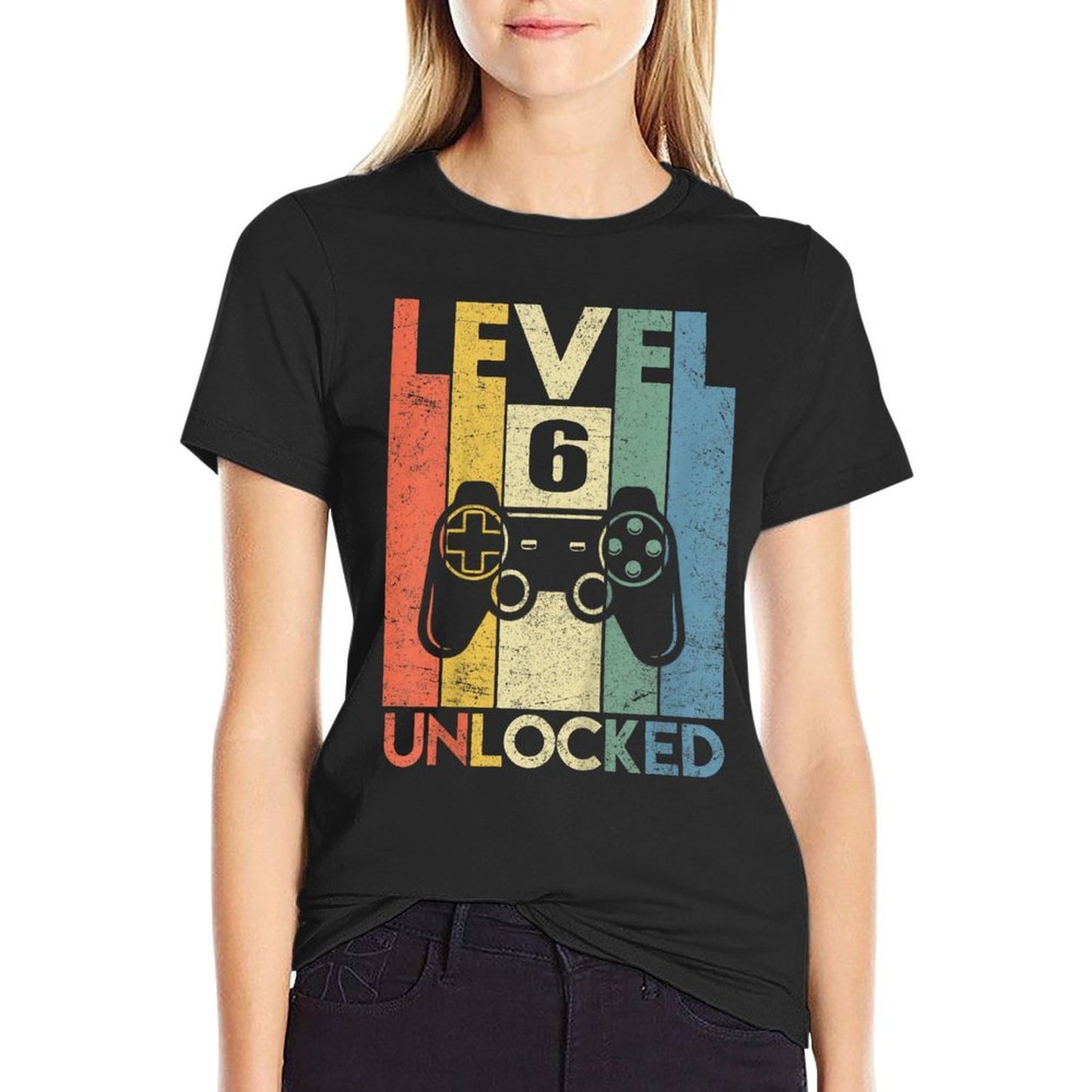 Level 6 Unlocked Funny Video Gamer 6th Birthday Gift  Wrinkle-resistant T-Shirt