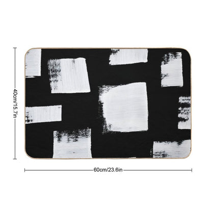 Marshmallows A Minimal Abstract Black And White Square Mudcloth Pattern by Alyssa Hamilton Art  Absorbent Bath Mat