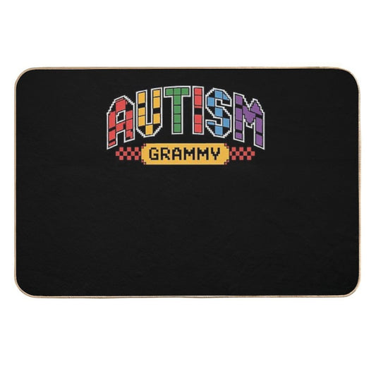 Checkered Autism Awareness Grammy Aunt Auntie Gigi Mimi  Absorbent Bath Mat