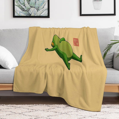 Yoga Frog Mood Machine-washable Throw Blanket