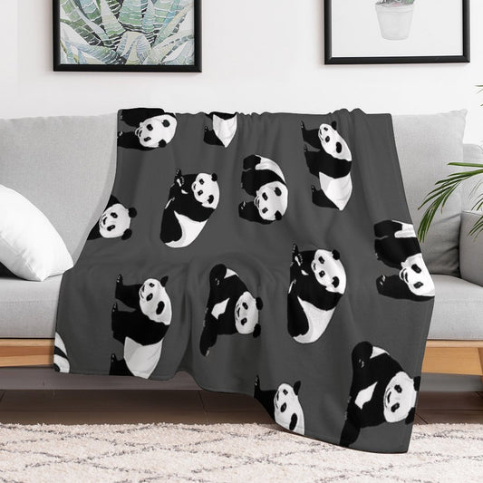 Pandas on Grey Versatility Throw Blanket