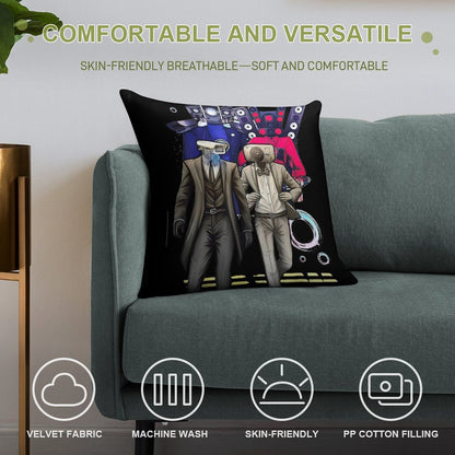 Caméraman And Speákerman Funny Soft Fade-Resistant Throw Pillow