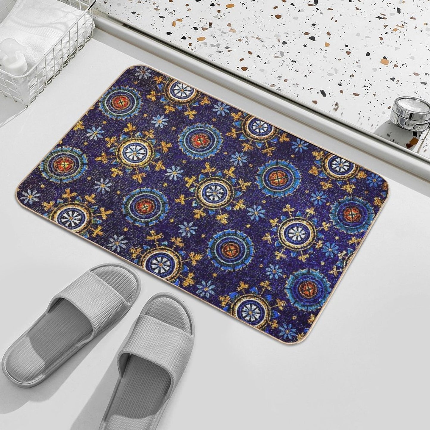 RAVENNA BYZANTINE MOSAICS,STARS,BLUE STARRY NIGHT Durable Bath Mat