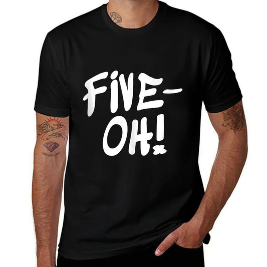 Five Oh Fifty Funny 50th Birthday Gift  Oversized Silhouette T-Shirt
