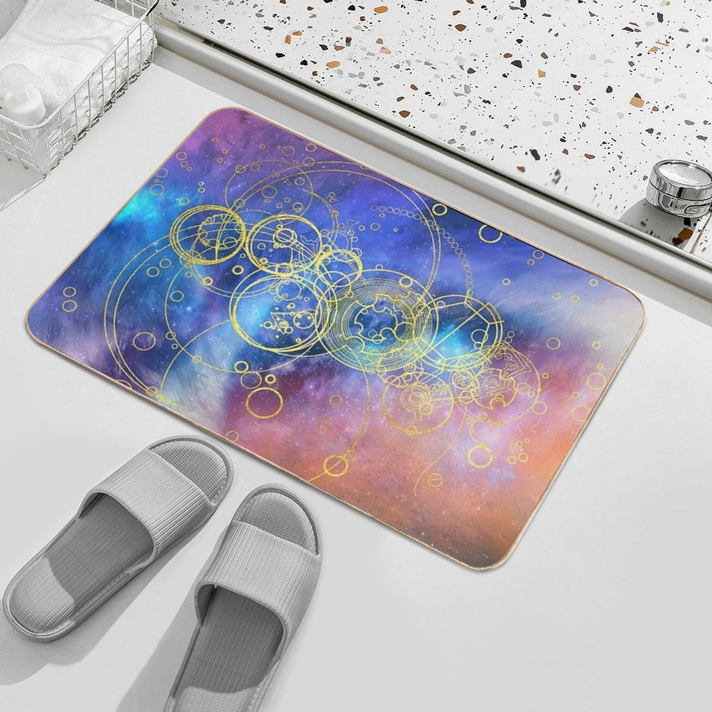 Time Lord Writing (vortex Hues)  Dirt-Trapping Bath Mat