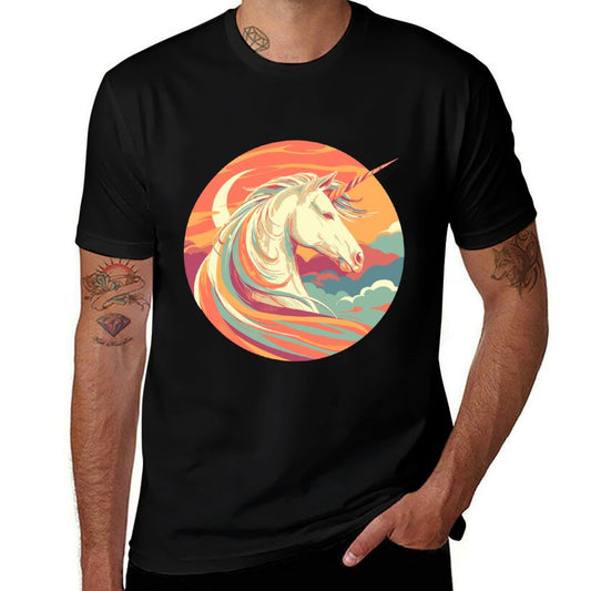 Majestic Sunset Unicorn Art Mystical Creature Fantasy  Trendy Pattern T-Shirt